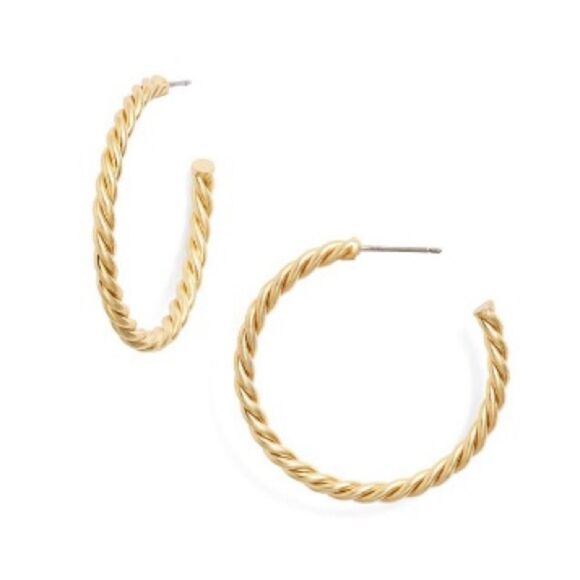 Madewell | Puffed Rope Large Hoop Earrings | Vintage Gold - Picture 2 of 3